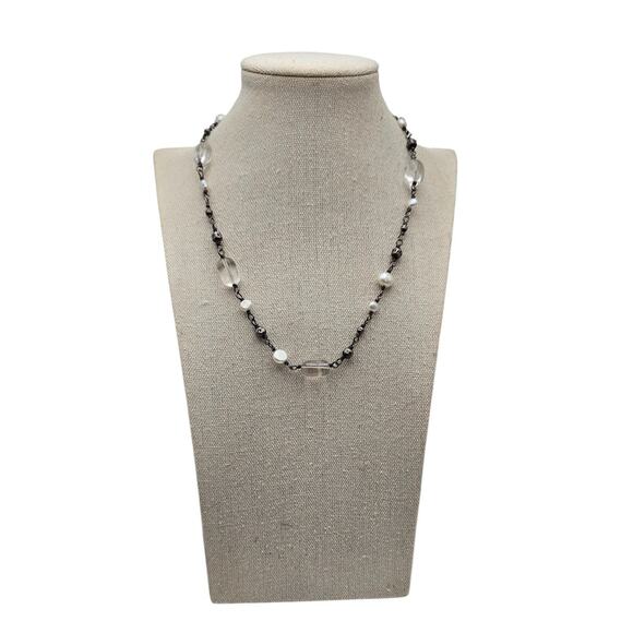 Silpada Sterling Silver 925 Freshwater Pearl & Quartz Beaded Necklace - Picture 2 of 7